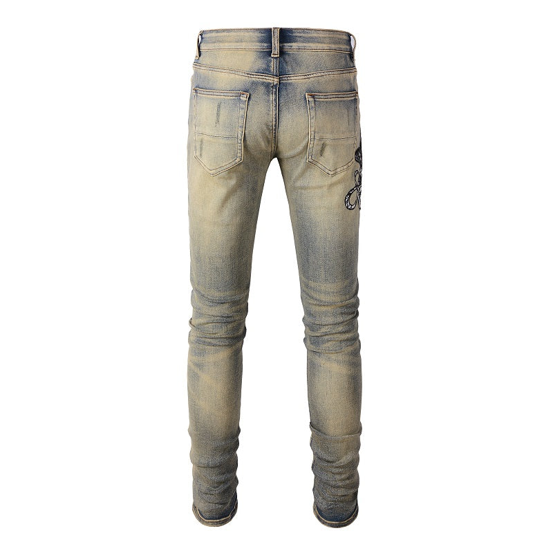 Off white Distressed Slim Colored Jean pants