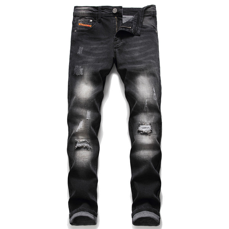 Non-iron Ripped Micro-stretch Jeans