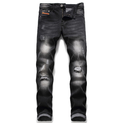 Non-iron Ripped Micro-stretch Jeans