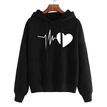 Heart Print Hoodies Women’s hooded Sweatshirt