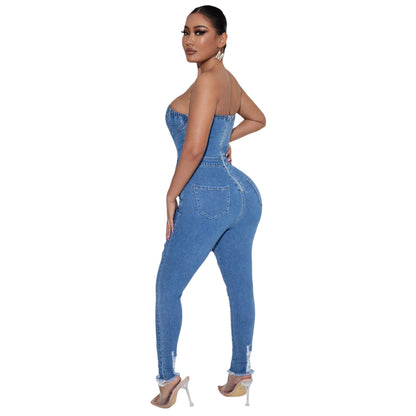 Women's Slim Fit Denim Bodysuit