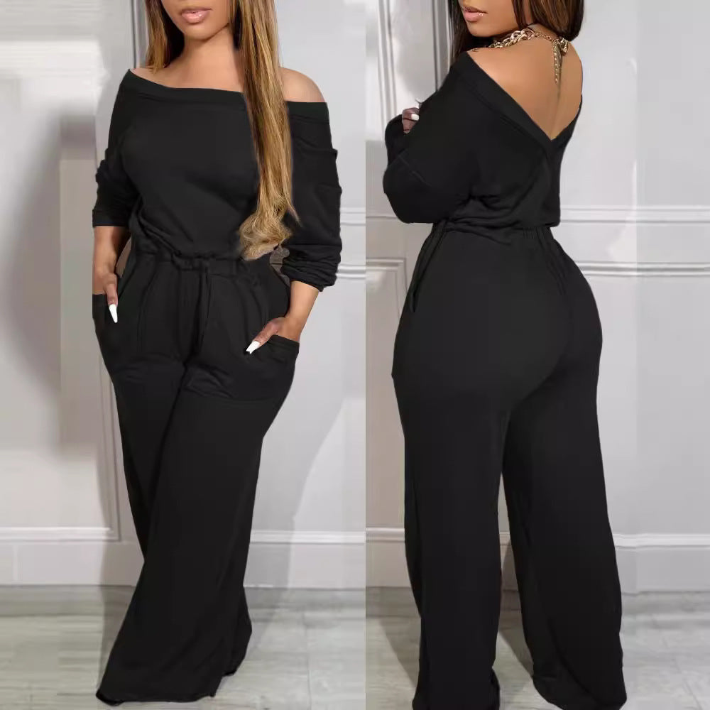 Ladies open shoulder Jumpsuit