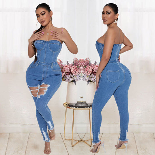 Women's Slim Fit Denim Bodysuit