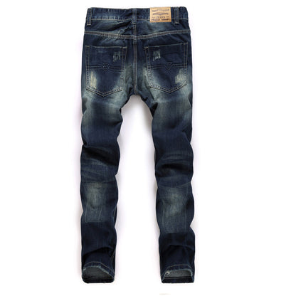 Modern casual ripped jeans w/slight rip