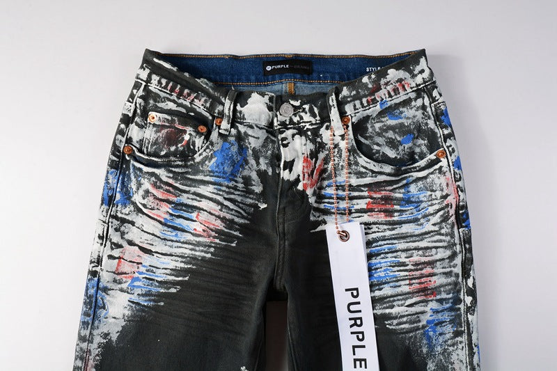 Dramatic Heavy Paint Denim Jeans