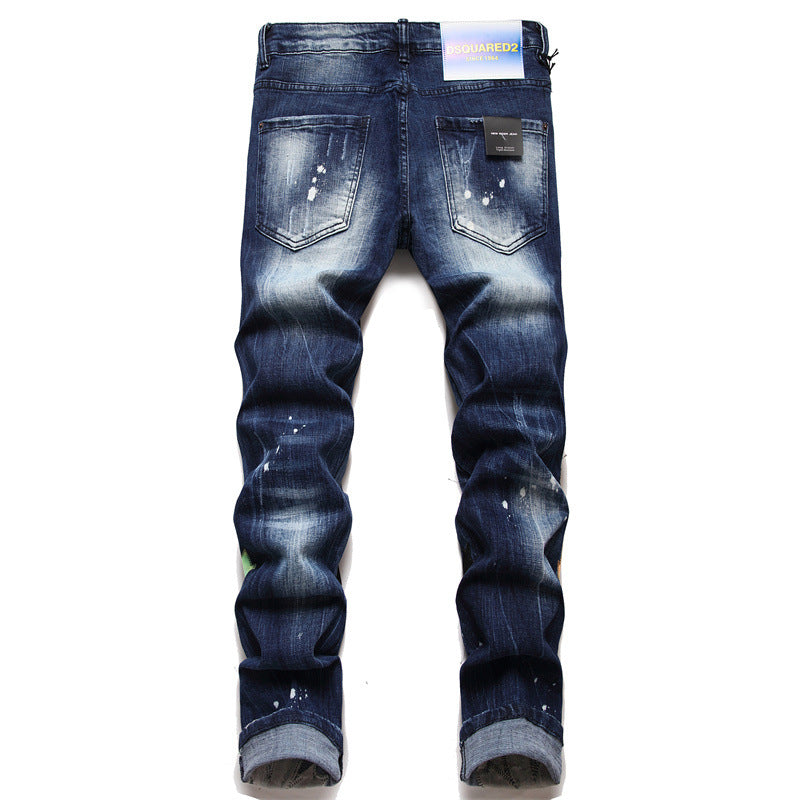 Men's autumn patch Slim Jean pants