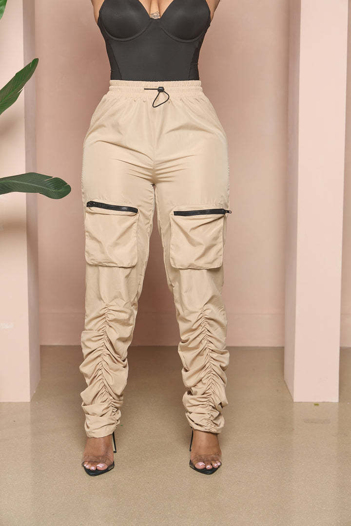 Pleating Pocket Zipper Casual Trousers