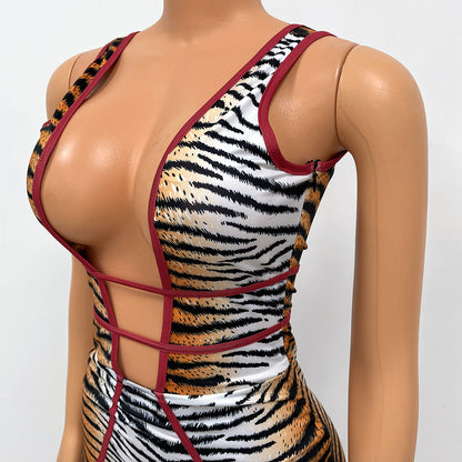 Women's Tiger printed Sleeveless Jumpsuit