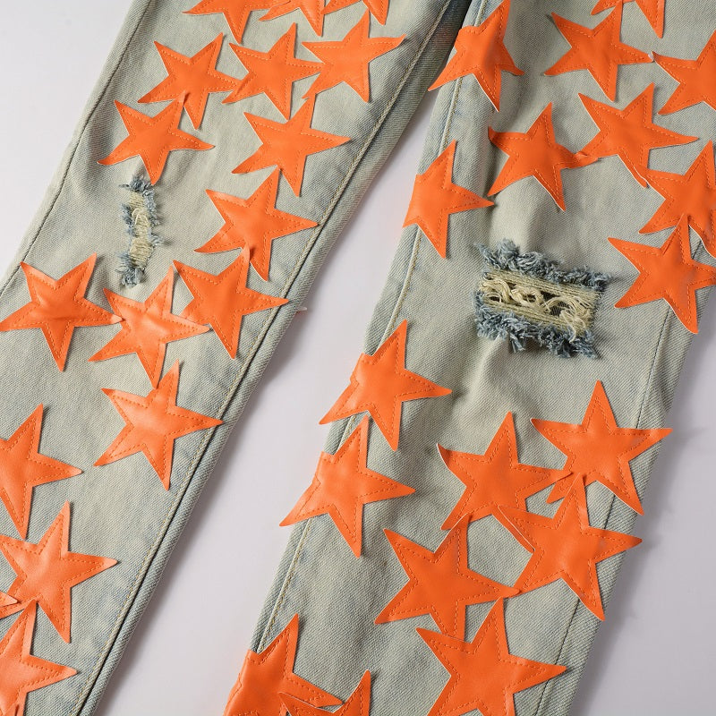 Orange Star light color denim pants