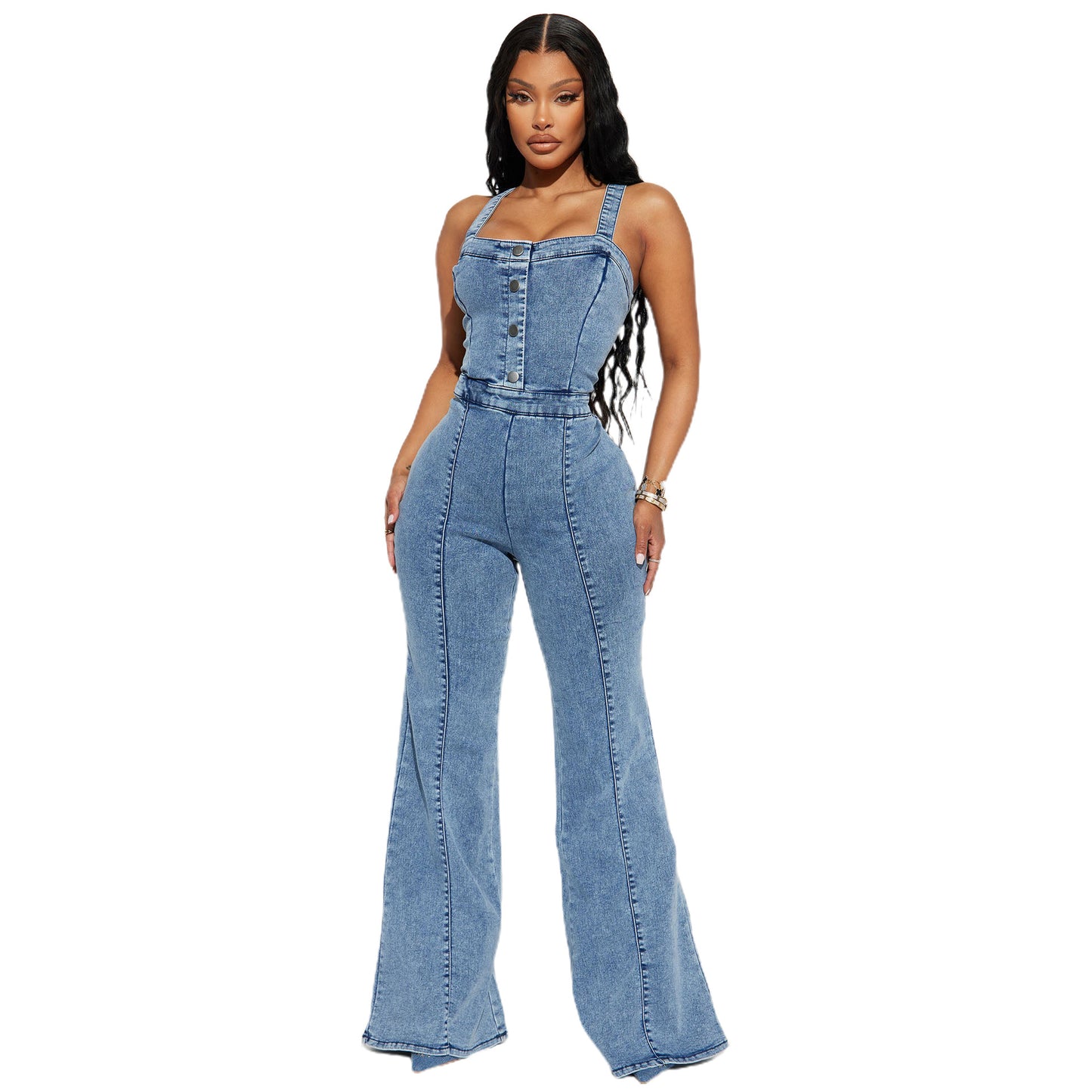 Overall Romper Slim Fit Wide-Leg