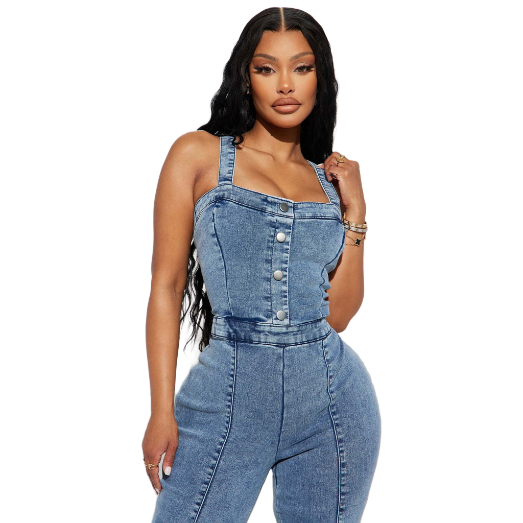 Overall Romper Slim Fit Wide-Leg