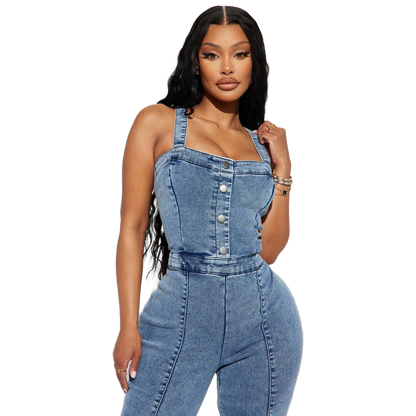 Overall Romper Slim Fit Wide-Leg